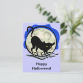 Schwarze Katze und Vollmond Postkarte (Stehend Vorderseite)