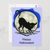 Schwarze Katze und Vollmond Postkarte (Vorne/Hinten)