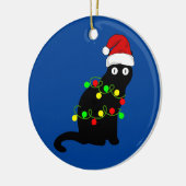 Schwarze Katze und Weihnachtsleuchten Ornament (Links)