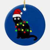 Schwarze Katze und Weihnachtsleuchten Ornament (Hinten)