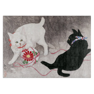 Schwarze Katze und weiße Katze, Takahashi Shotei Schneidebrett