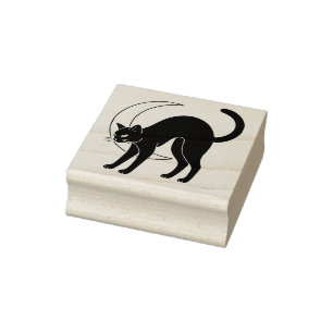 Schwarze Katze und zunehmender Mond Linienkunst Gummistempel