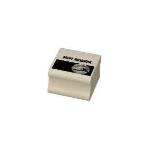 Schwarze Katze unter Orange Moon Gummistempel