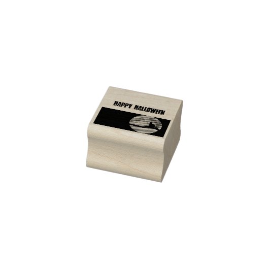 Schwarze Katze unter Orange Moon Gummistempel (Stempel)