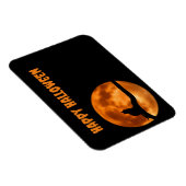 Schwarze Katze unter Orange Moon Return Label Magnet (Rechte Seite)