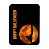 Schwarze Katze unter Orange Moon Return Label Magnet (Vertikal)