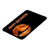 Schwarze Katze unter Orange Moon Return Label Magnet (Linke Seite)