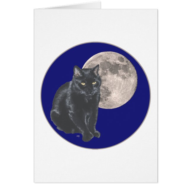 Schwarze Katze unter Vollmond (Vorne)