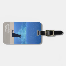 Schwarze Katze unter Vollmond Sternennacht