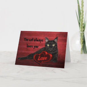 Schwarze Katze Valentinsgruß Feiertagskarte