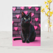 Schwarze Katze Valentinstag Liebeskarte Karte (Gelbe Blume)