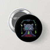 Schwarze Katze Vampir Dracula und Teddybär für Button (Vorne & Hinten)