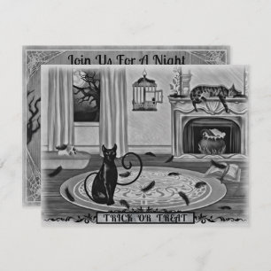 Schwarze Katze, Vermisster Vogel, Mischief Hallowe Einladung