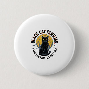 Schwarze Katze Vertrauter Vintage-Halloween-Rettun Button