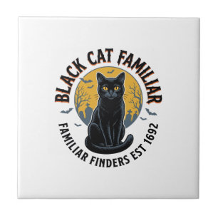 Schwarze Katze Vertrauter Vintage-Halloween-Rettun Fliese