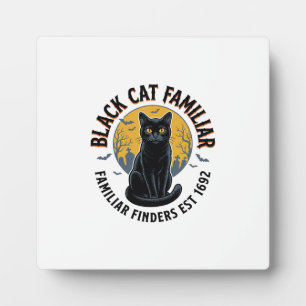 Schwarze Katze Vertrauter Vintage-Halloween-Rettun Fotoplatte