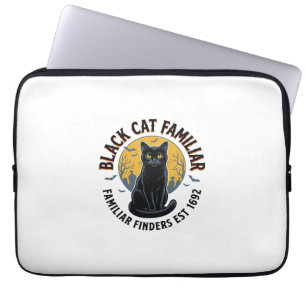 Schwarze Katze Vertrauter Vintage-Halloween-Rettun Laptopschutzhülle