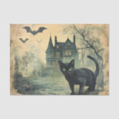 Schwarze Katze Vintage Halloween Decoupage Seidenpapier (Vorderseite)