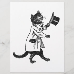 Schwarze Katze Vintage Kunst Flyer Vorlage