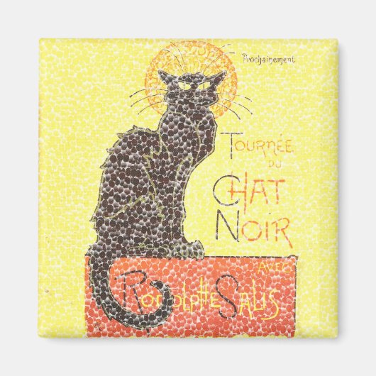 Schwarze Katze Vintage Magnet (Vorne)