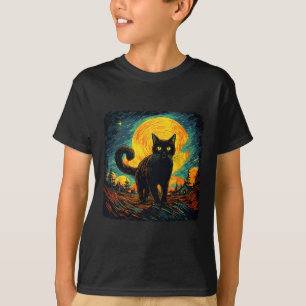 Schwarze Katze Vintage Retro Stil Katzen Kunst Wer T-Shirt
