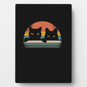 Schwarze Katze Vintage Retro Stil - Katzenliebhabe Fotoplatte