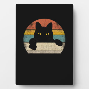 Schwarze Katze Vintage Retro Stil - Katzenliebhabe Fotoplatte
