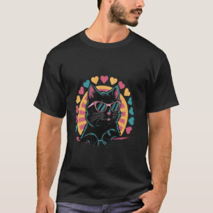 Schwarze Katze Vintage Retro Stil Schwarze Kitty K T-Shirt