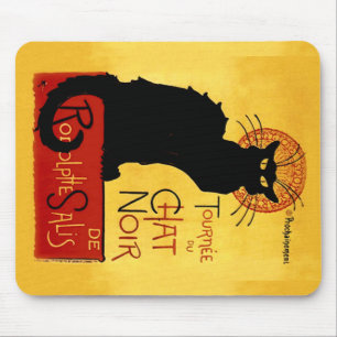 Schwarze Katze Vintage Tournée du Chat Noir, Mousepad