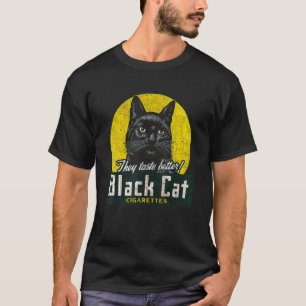 Schwarze Katze Vintage Zigaretten Männer Frauen T-Shirt