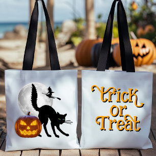 Schwarze Katze Vollmond Erwachsener Trick-or-Treat Tasche