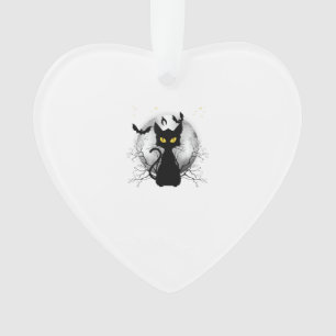 Schwarze Katze Vollmond Fledermäuse & Sternennacht Ornament
