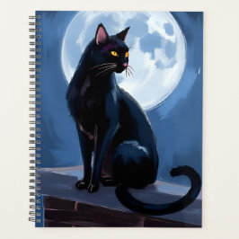 Schwarze Katze | Vollmond-Haustiermalerei Planer