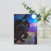 Schwarze Katze Vollmond Postkarte (Stehend Vorderseite)