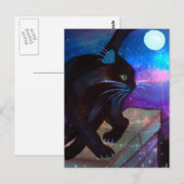 Schwarze Katze Vollmond Postkarte (Vorne/Hinten)