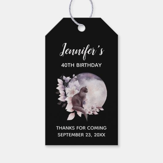 Schwarze Katze von einem magischen Vollmond zum Ge Geschenkanhänger (Vorderseite)