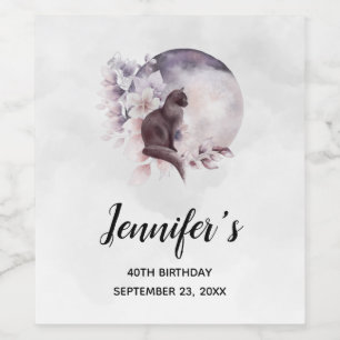 Schwarze Katze von einem magischen Vollmond zum Ge Weinetikett