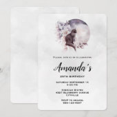 Schwarze Katze vor einem magischen Vollmond Geburt Einladung (Vorne/Hinten)