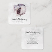 Schwarze Katze vor einem magischen Vollmond Quadratische Visitenkarte (Vorne/Hinten)