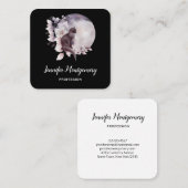 Schwarze Katze vor einem magischen Vollmond Quadratische Visitenkarte (Vorne/Hinten)