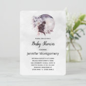 Schwarze Katze vor einer magischen Vollmonddusche Einladung (Stehend Vorderseite)