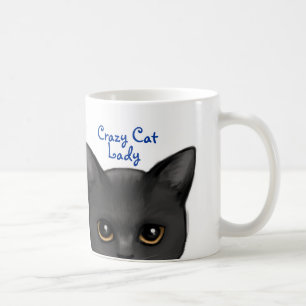 Schwarze Katze w/Golden spähend, mustert - Kaffeetasse