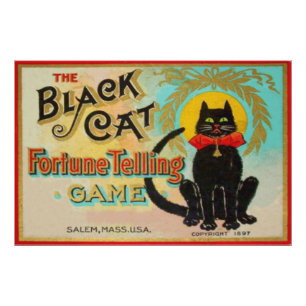 Schwarze Katze Wahrsage Spiel Fotodruck
