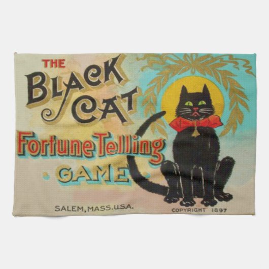 Schwarze Katze Wahrsage Spiel Handtuch (Horizontal)