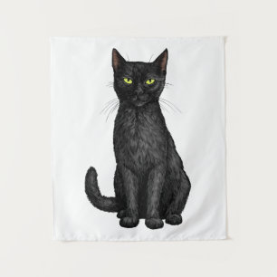 Schwarze Katze Wandteppich