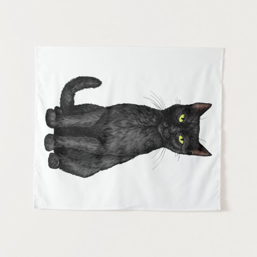 Schwarze Katze Wandteppich (Vorderseite (Horizontal))