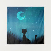 schwarze Katze Wandteppich (Vorderseite (Horizontal))