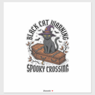 Schwarze Katze Warnung Vintage Halloween Hexe Katz Aufkleber