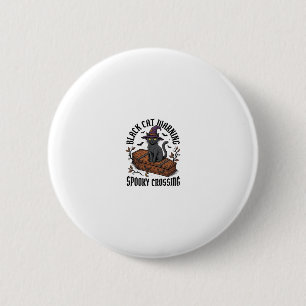 Schwarze Katze Warnung Vintage Halloween Hexenkatz Button