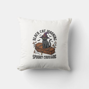 Schwarze Katze Warnung Vintage Halloween Hexenkatz Kissen